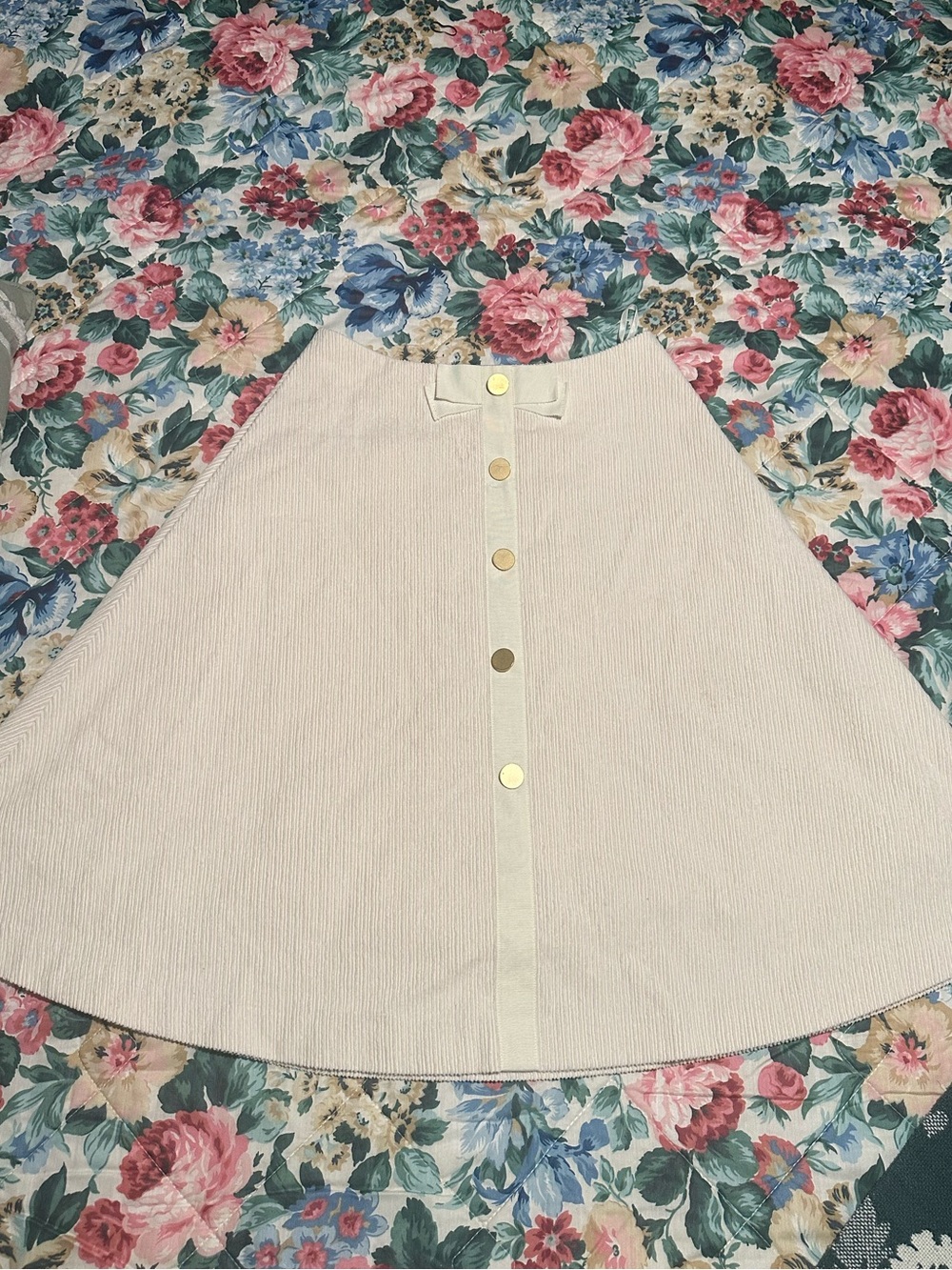 Women's Cream Button-Front A-Line Skirt